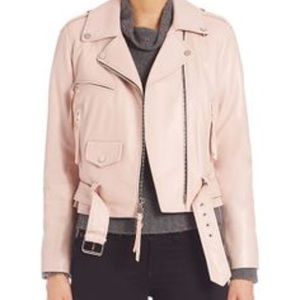 Milly Blush Leather Moto Jacket